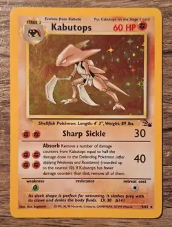 Kabutops Holo Rare 9/62 - Fossil Unlimited 1999 Vintage LP Pokemon TCG - Image 1