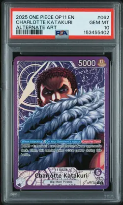 2025 ONE PIECE OP11 | ALTERNATE ART #062 CHARLOTTE KATAKURI PSA 10 - Image 1