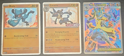 Pokemon TCG 3-Card Lot: Riolu 76/132, Lucario 114/198, MegaLucario EX FA 160/132 - Image 1