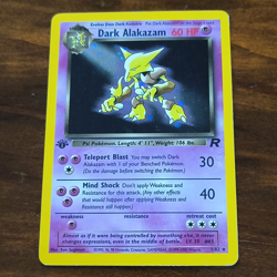 Pokemon TCG Dark Alakazam 1/82 Team Rocket Holo Rare 1st Edition 2000 60 HP - Image 1