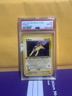 Pokemon TCG Raikou Neo Revelation 1st Edition Rare 22/64 PSA 8 English 2001 - Image 1