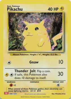 Pokemon TCG Pikachu #008/034 Holo Trading Card Game Classic NM - Image 1