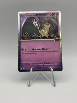 Pokemon TCG Team Rocket's Mimikyu 87/182 Destined Rivals Pre-Release Stamp - Image 1