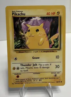 Pokemon TCG Pikachu 58/102 Base Set Yellow Cheeks Vintage - Image 1