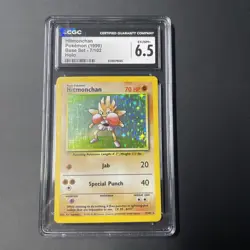CGC NM/Mint+ 8.5 Pokemon 1999 Base Set Unlimited Hitmonchan Holo Rare 7/102 - Image 1