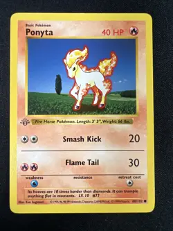 Pokemon TCG Base Set 1st edition Shadowless Ponyta #60 Grey Stamp - Image 1