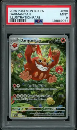 PSA 9 MINT Darmanitan 098 Black Bolt Pokemon Card - Image 1