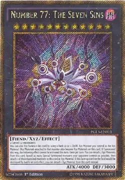 Yu-Gi-Oh Card - PGL3-EN011 - NUMBER 77: THE SEVEN SINS (gold secret rare holo) - Image 1