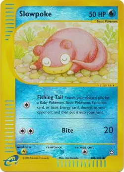 Pokemon Card - Aquapolis 108/147 - SLOWPOKE (reverse holo) - NM - Image 1