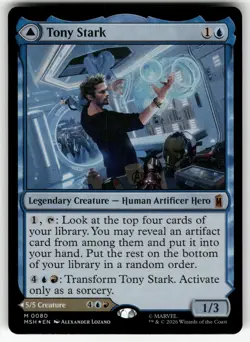 Tony Stark (FOIL) 80 Mythic Marvel Super Heroes Magic: The Gathering Near Mint - Image 1