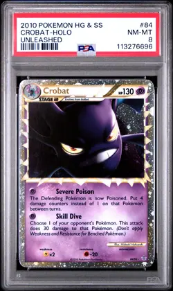 2010 POKEMON HG&SS UNLEASHED CROBAT PRIME #84 ULTRA PSA 8 NM #113276696 - Image 1