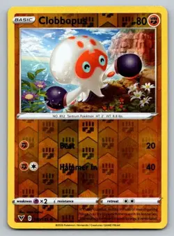 Clobbopus 100/185 Common Vivid Voltage Pokemon Reverse Holo - Image 1
