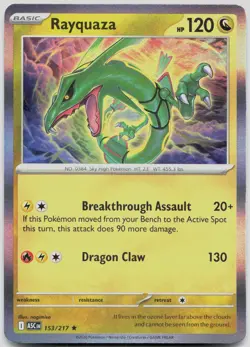 Rayquaza 153/217 Rare Ascended Heroes Pokemon Holo Near Mint - Image 1