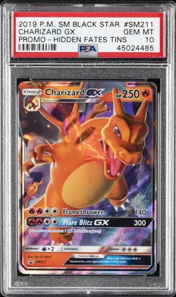 2019 POKEMON SM BLACK STAR PROMO HIDDEN FATES TINS #SM211 CHARIZARD GX PSA 10 - Image 1