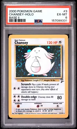 2000 Pokemon Game Base Ii #3 Chansey-Holo Base Ii PSA 6 - Image 1