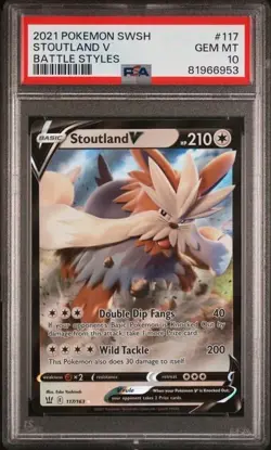 2021 Pokemon SWSH Battle Styles Stoutland V #117 PSA 10 Gem Mint - Image 1