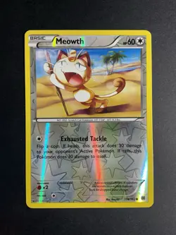 Meowth 114/162 Common BREAKthrough Pokemon Reverse Holo Near Mint - Image 1