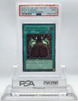 YUGIOH 1ST ED TLM-EN006 BRAIN CONTROL ULTIMATE RARE HOLO PSA 9 MINT #68461000 - Image 2