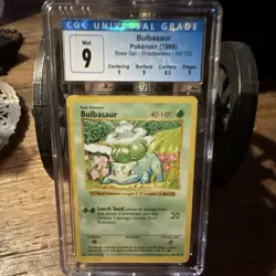 CGC 9 MINT Shadowless Base Set Bulbasaur 1999 WOTC Pokemon #44/102 - Image 1
