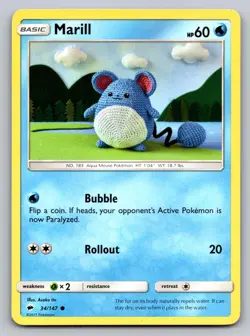 Marill 34/147 Common Burning Shadows Pokemon Lightly Played - Image 1