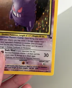 Gengar Holo #5/62 Fossil Unlimited NM/Near Mint Pokemon Card 1999 - Clean 🔥 - Image 5