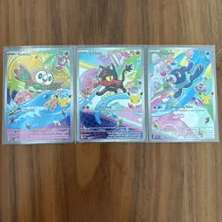 Pokemon First Partner Illustration Gen 7 Alola Starters (ALL NM) - Image 1