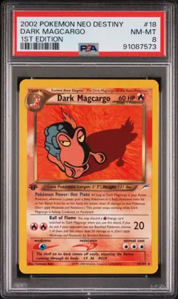 Dark Magcargo 18/105 Neo Destiny 2002 Rare Pokemon TCG 1st Edition PSA 8 NM-MT - Image 2