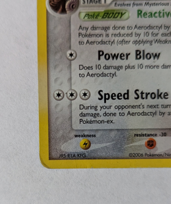 Aerodactyl 1/92 Legend Maker Holo Rare Vintage Pokemon Card MP 2006 - Image 3