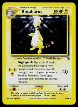 Pokemon Card - Ampharos Neo Genesis 1/111 Unlimited Holo Rare - Image 1