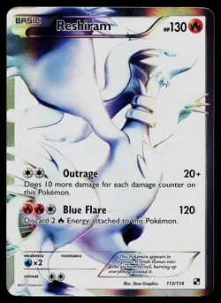 Pokemon Card - Reshiram Black & White 113/114 Holo Ultra Rare - Image 1