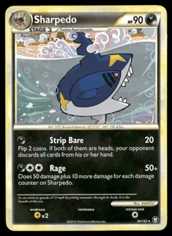 Sharpedo 30/102 Rare HGSS Triumphant Pokemon MP - Image 1