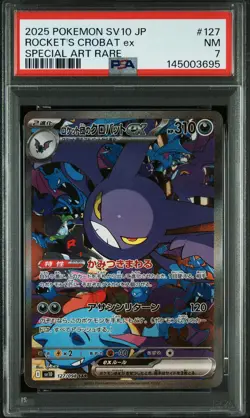 Team Rocket's Crobat Ex SAR 127/098 Glory of Team Rocket Korean Pokemon PSA 7 - Image 1