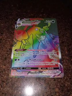 Pokemon ENGLISH Garbodor VMAX Evolving Skies RAINBOW HOLO Card 216/203 NM- RARE! - Image 1