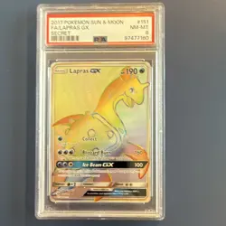 Lapras GX Secret Rare 151/149 SM Base Set Holo 2017 PSA 8 EN - Image 1