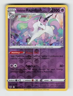 Galarian Rapidash 082/202 Reverse Holo Rare Sword & Shield Pokemon 2020 MP - Image 1