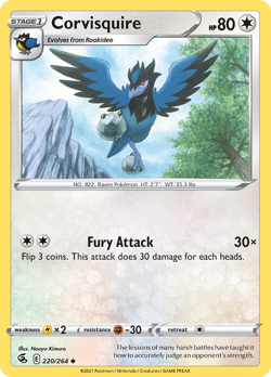 Corvisquire 220/264 Uncommon Fusion Strike Pokemon NM - Image 1