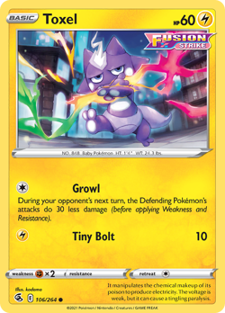 Toxel 106/264 Common Fusion Strike Pokemon NM - Image 1
