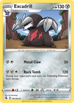 Excadrill 183/264 Uncommon Fusion Strike Pokemon NM - Image 1