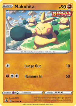 Makuhita 142/264 Common Fusion Strike Pokemon NM - Image 1