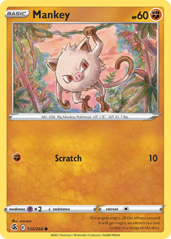 Mankey 133/264 Common Fusion Strike Pokemon NM - Image 1