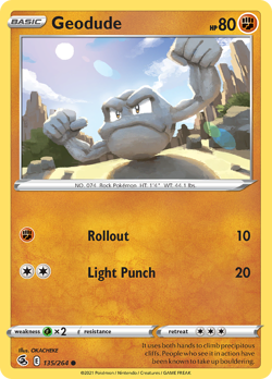 Geodude 135/264 Common Fusion Strike Pokemon NM - Image 1