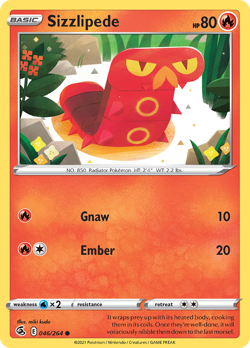 Sizzlipede 046/264 Common Fusion Strike Pokemon NM - Image 1