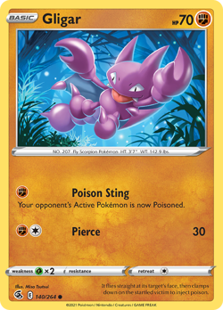 Gligar 140/264 Common Fusion Strike Pokemon NM - Image 1