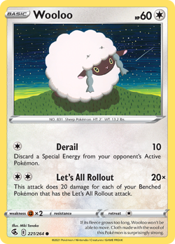Wooloo 221/264 Common Fusion Strike Pokemon NM - Image 1