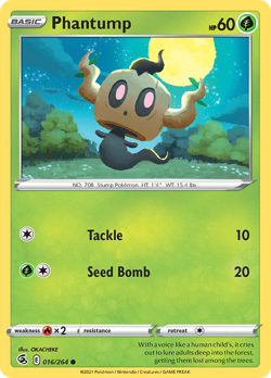Phantump 016/264 Common Fusion Strike Pokemon NM - Image 1