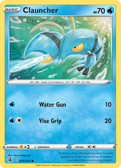 Clauncher 074/264 Common Fusion Strike Pokemon NM - Image 1