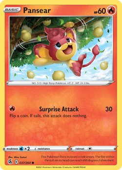 Pansear 037/264 Common Fusion Strike Pokemon NM - Image 1