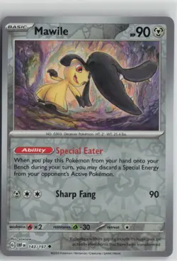 Mawile 143/197 Uncommon Obsidian Flames Pokemon Reverse Holo Near Mint - Image 1