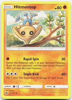 Hitmontop 113/214 Uncommon Lost Thunder Pokemon LP - Image 1