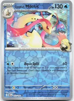 Cynthia's Milotic 053/182 Uncommon Destined Rivals Pokemon Reverse Holo NM - Image 1